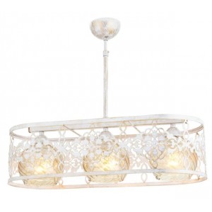 METAL and GLASS WHITE PATINE AND ANTIQUE COLOR COATED CHANDELIER 55 x 22 CM LOAD: 60 CM